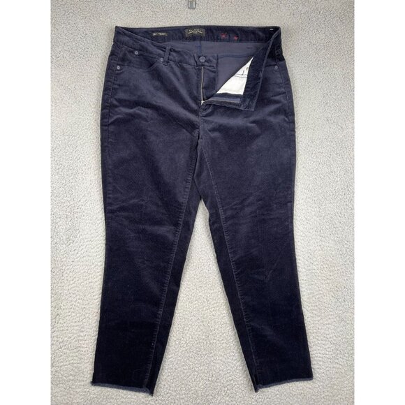 Talbots Women Pants Blue 14W Flawless Five Pocket Slim Ankle Frayed Hem Corduroy - Picture 1 of 12